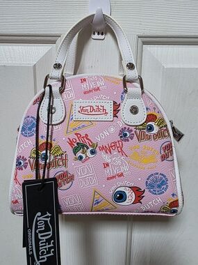 Von Dutch Pink Printed Dome Satchel NWT